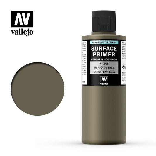 Vallejo Surface Primer USA Olive Drab 200mL 74608