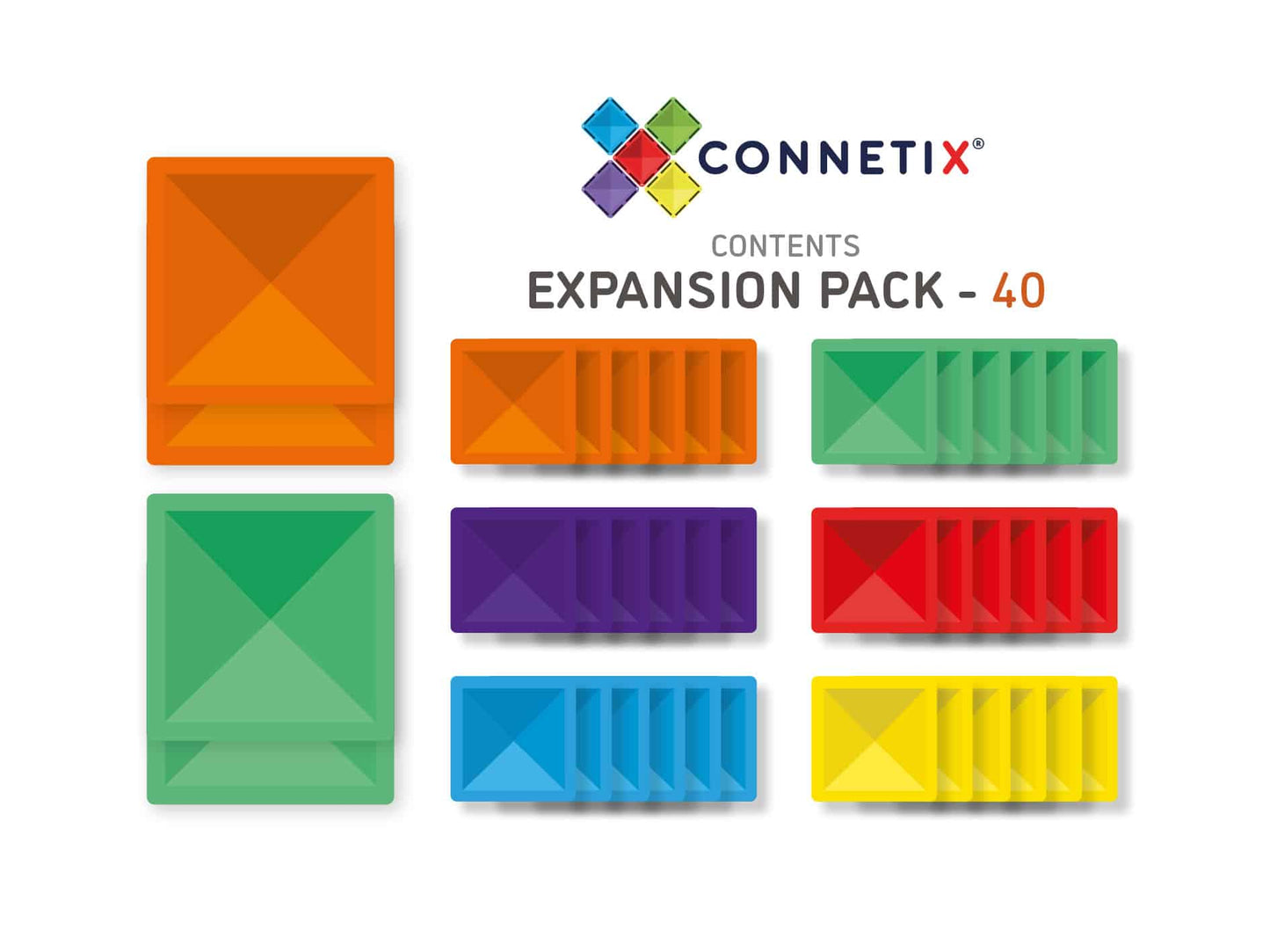 Connetix Tiles 40 Piece Rainbow Square Pack