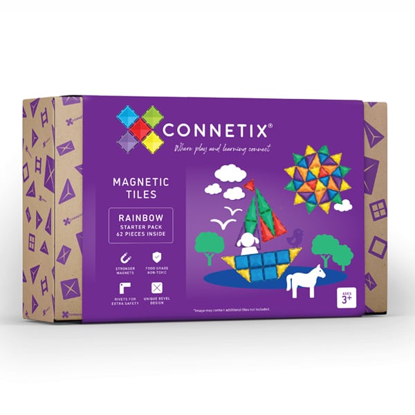 Connetix Tiles 62 Piece Rainbow Starter Pack