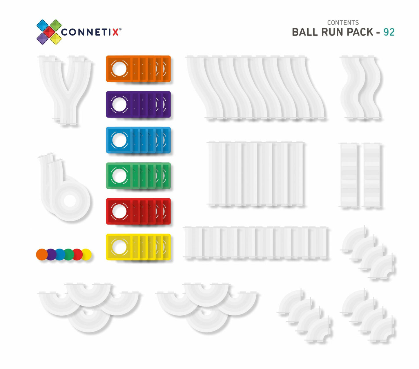 Connetix Tiles 92 Piece Rainbow Ball Run Pack