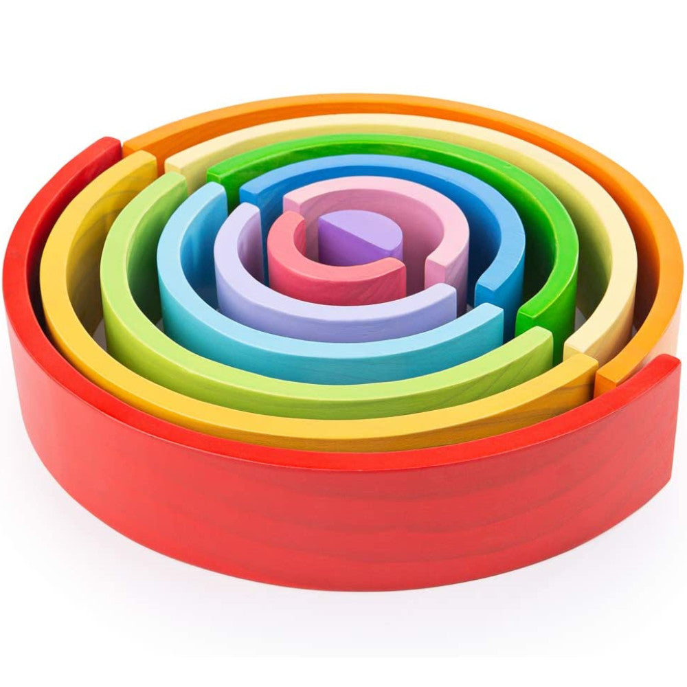 BigJigs Stacking Rainbow Wooden Large 12pc 1