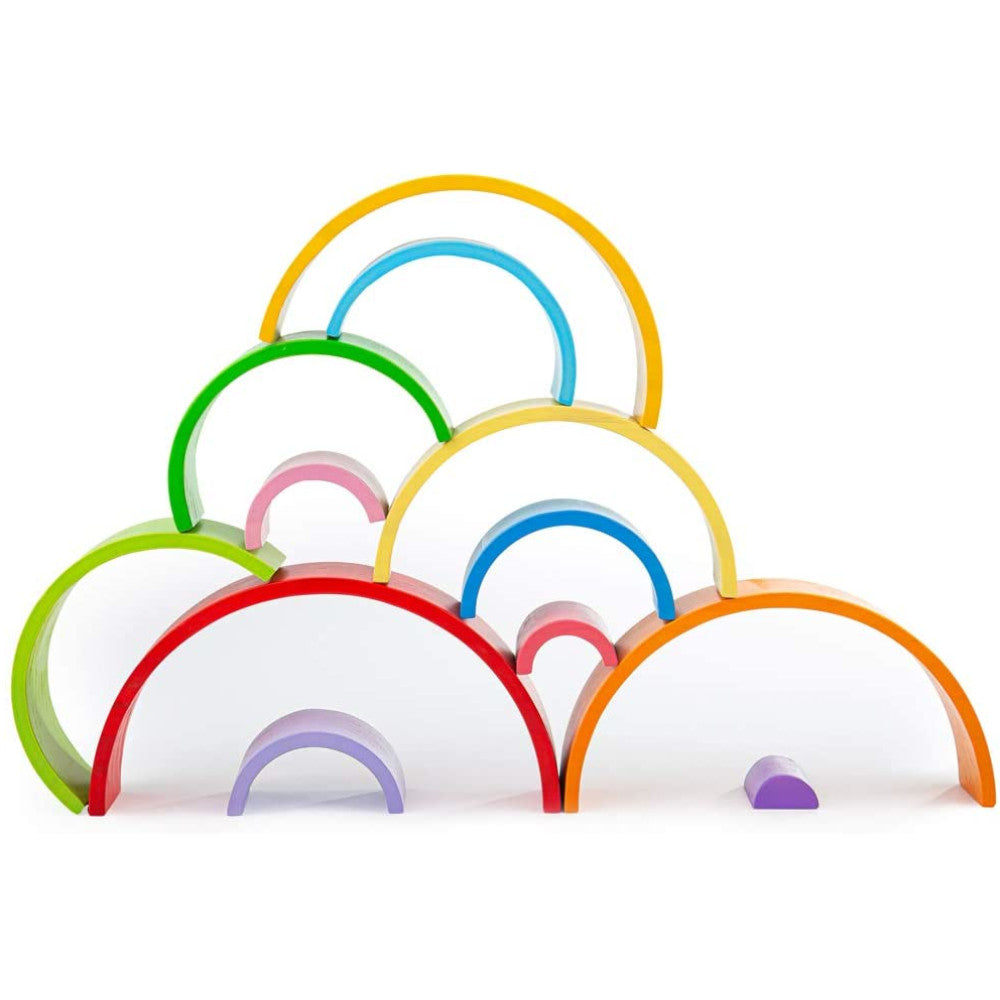 BigJigs Stacking Rainbow Wooden Large 12pc 2