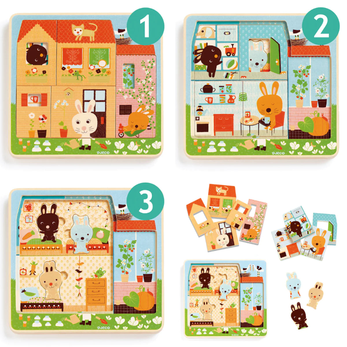 Djeco Puzzle Rabbit Cottage 3 Layers