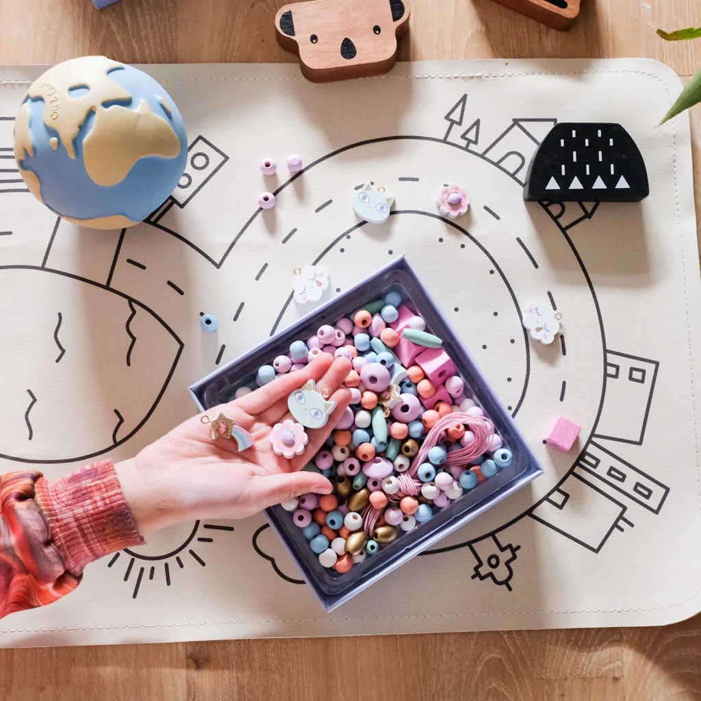 Djeco Beads Wooden Rainbow with Charms 400pc