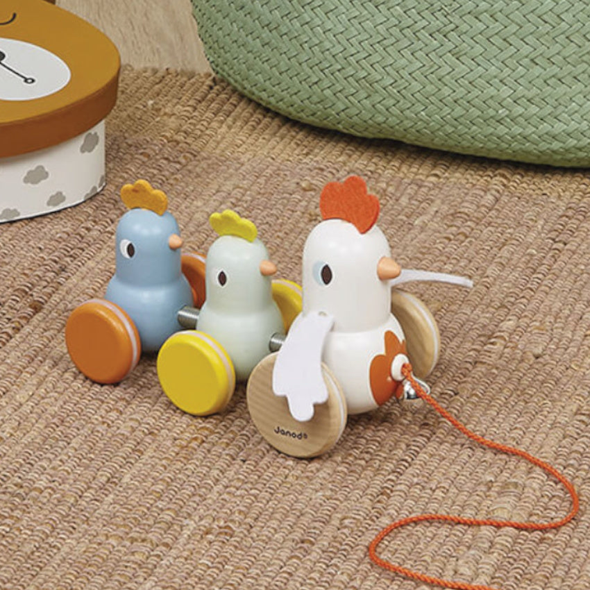 Janod Pull Along Hen Family 2