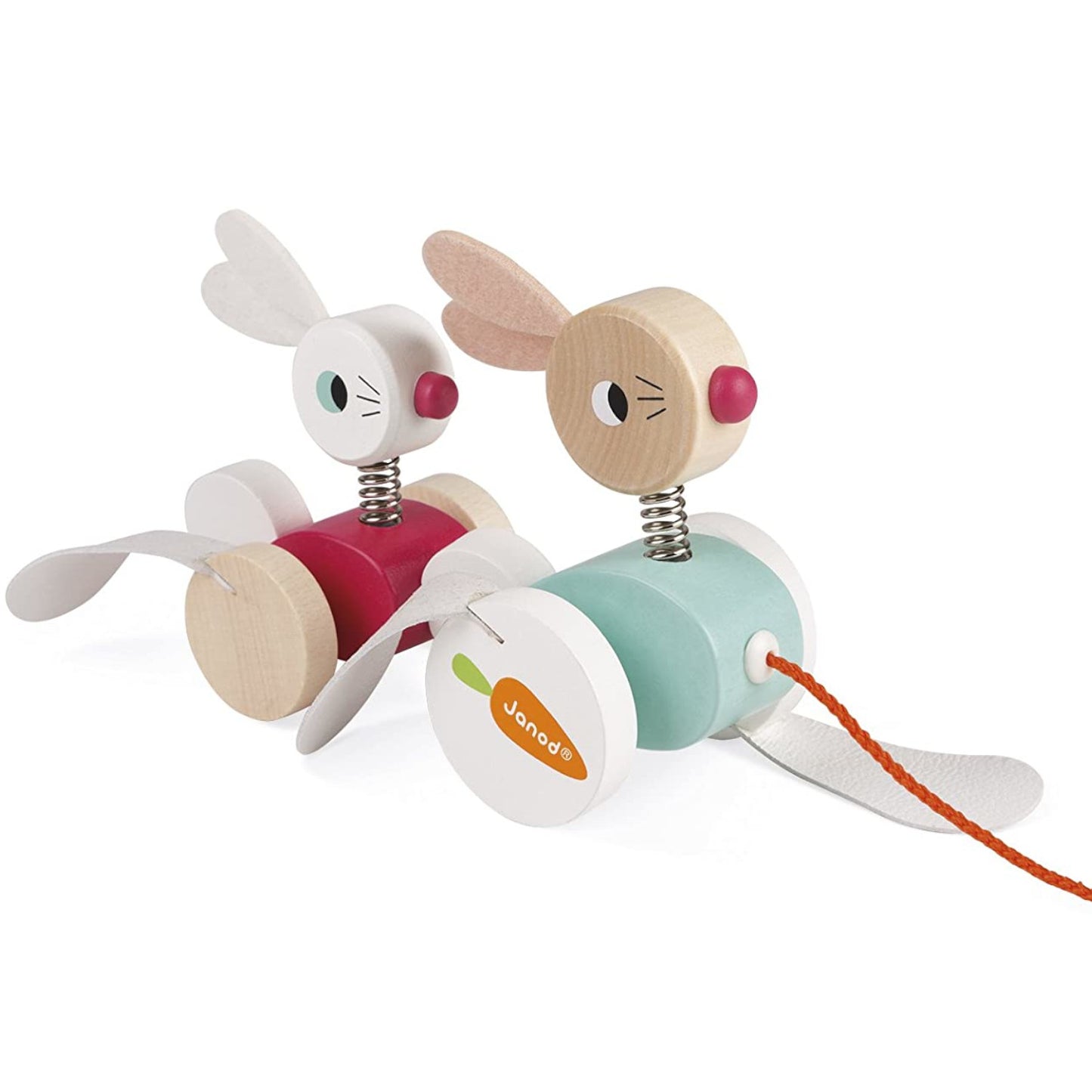 Janod Pull Along Rabbits Wooden 2