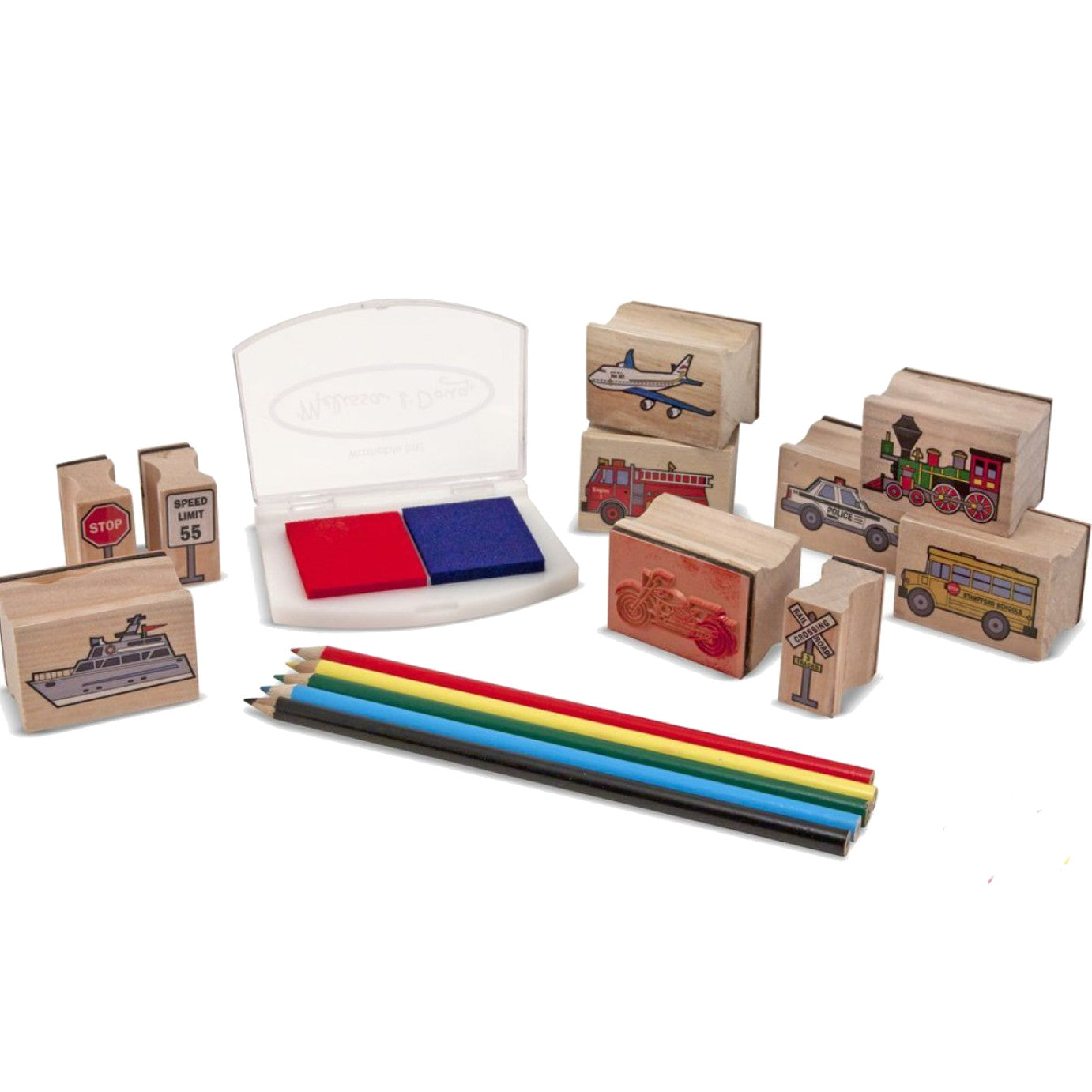 Melissa and Doug Stamp Set Vehicles Wooden 2