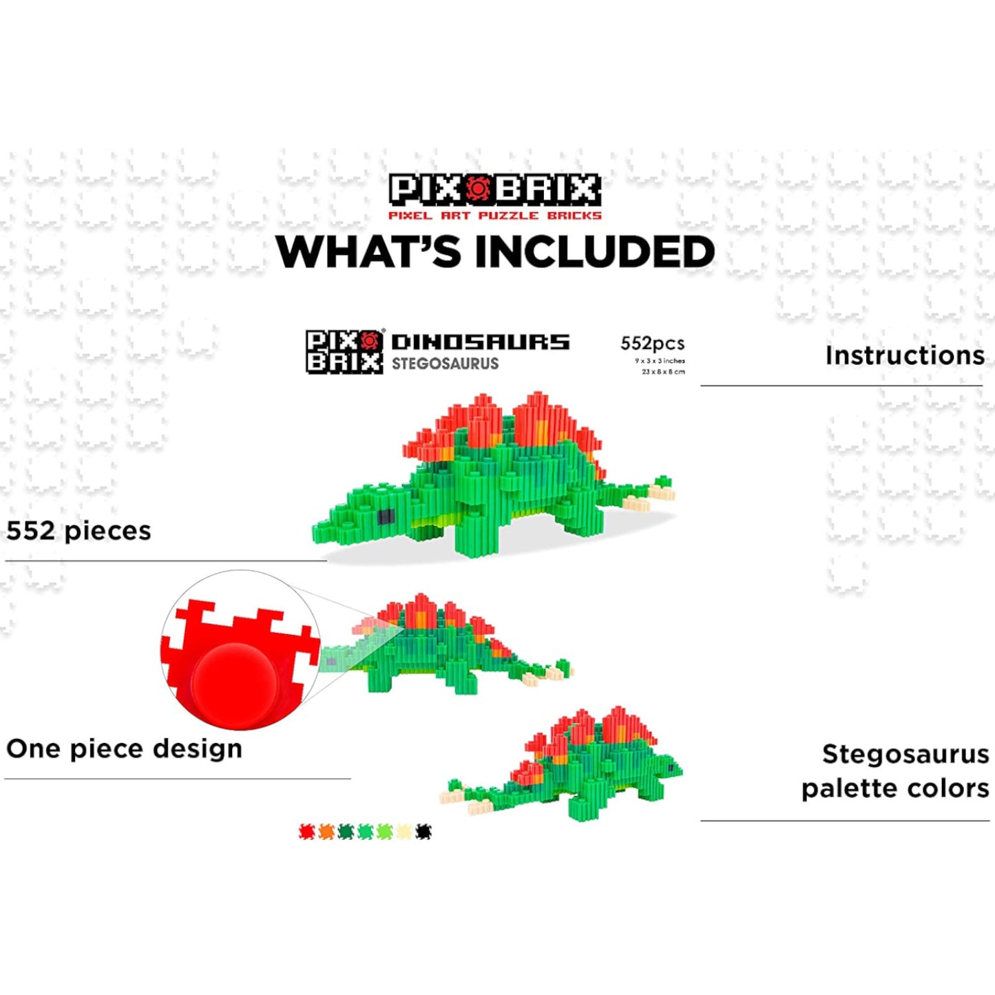 Pix Brix Dinosaur Stegosaurus 552pc 1