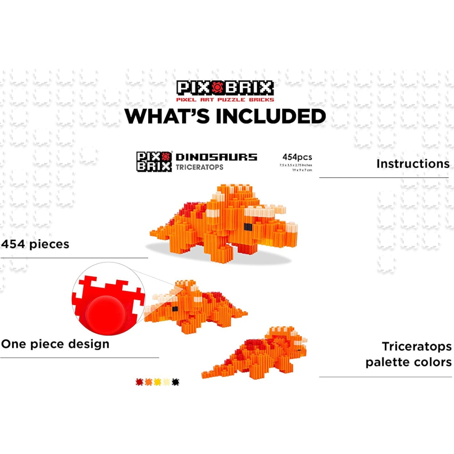 Pix Brix Dinosaur Triceratops 454 pc 1