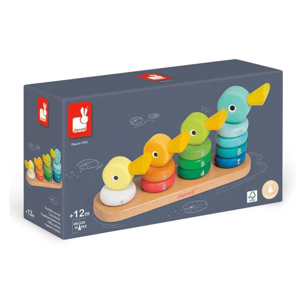 Janod duck family wooden stacking toy