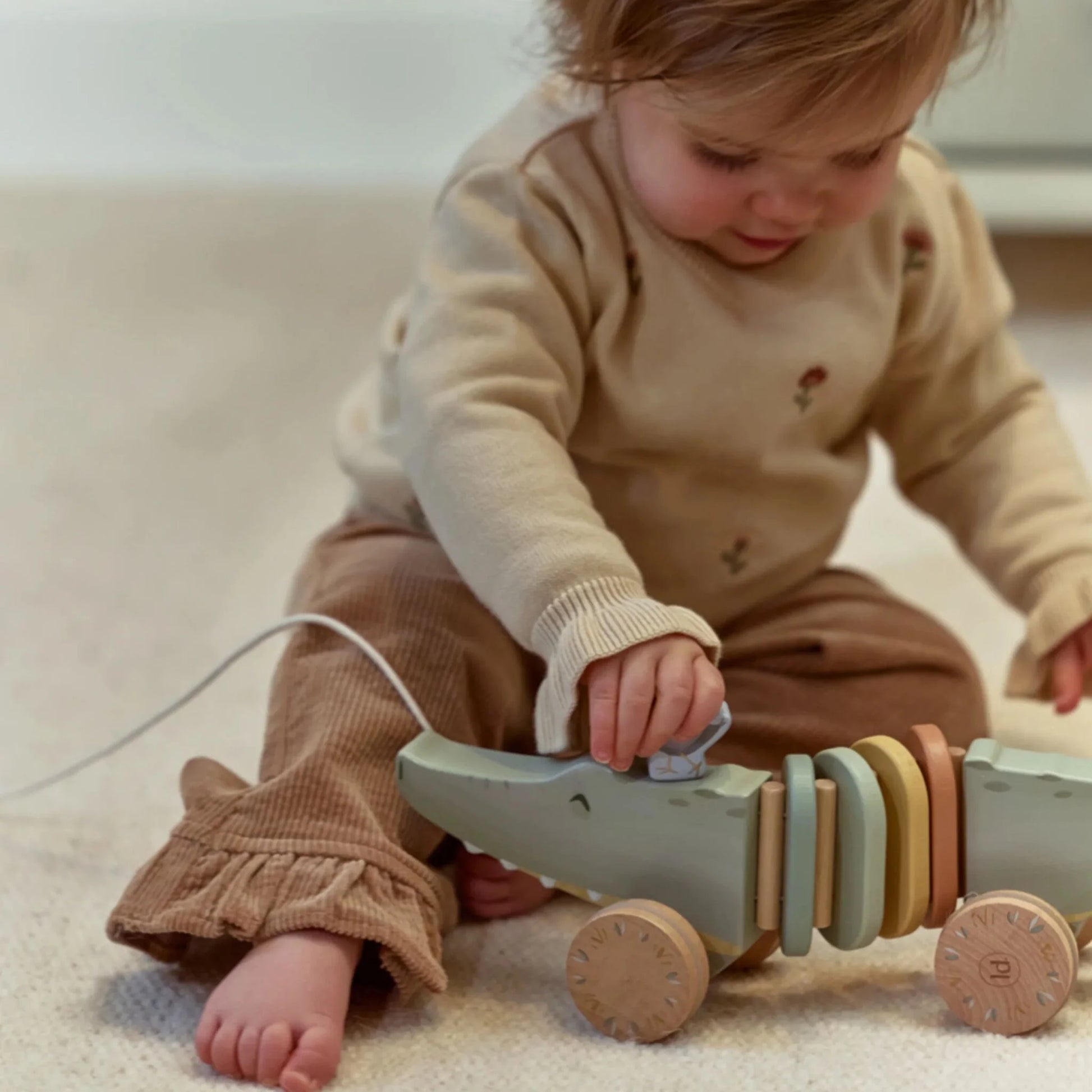Little Dutch - Safari Friends | Wooden Pull Along Crocodile Animal
