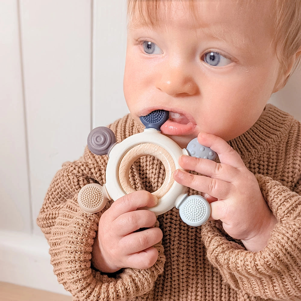 Living Textiles - Multi-Surface Teething Wheel | Steel Blue