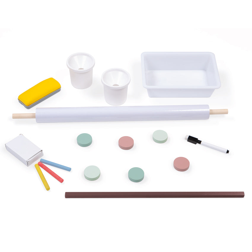 Janod - Height Adjustable Blackboard + Whiteboard | Burgundy