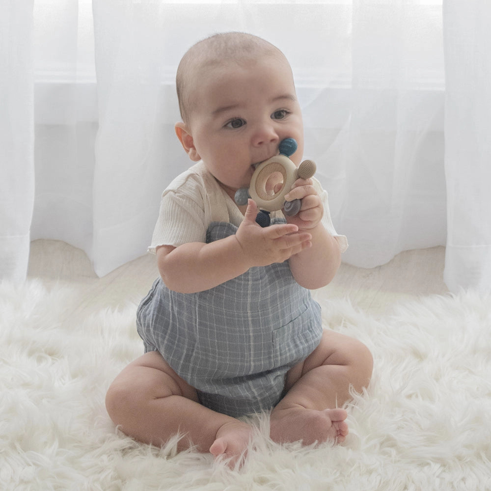 Living Textiles - Multi-Surface Teething Wheel | Steel Blue