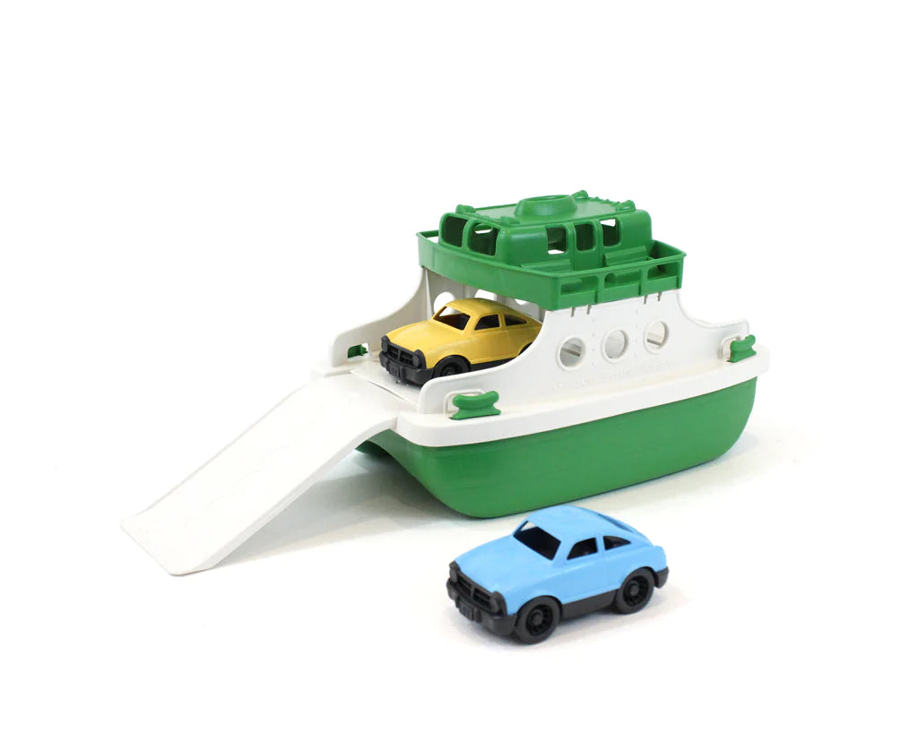 Green Toys Ferry Boat with Two Cars Green and White