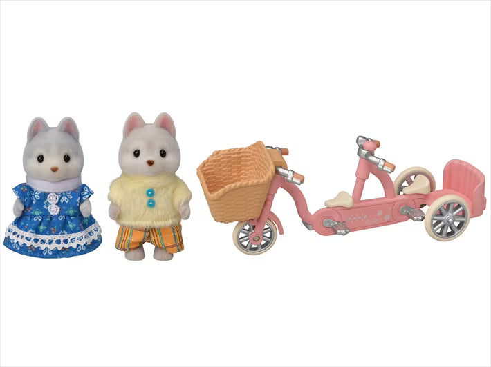 Sylvanian Families - Tandem Cycling Set Husky Sister and Brother