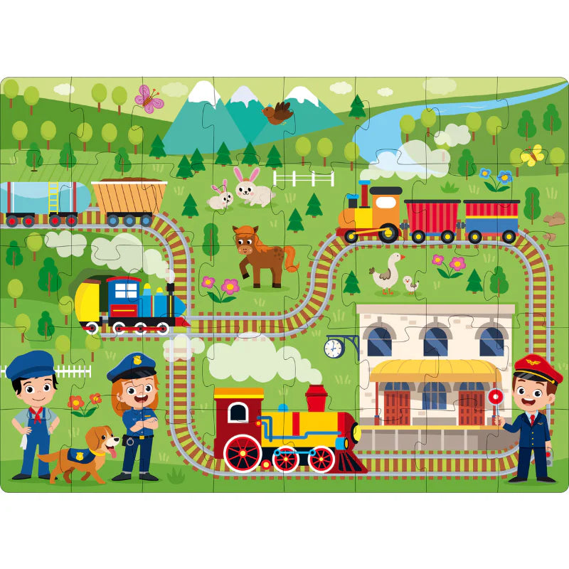 Sassi 3D Puzzle and Book Set - Learn Shapes | Train