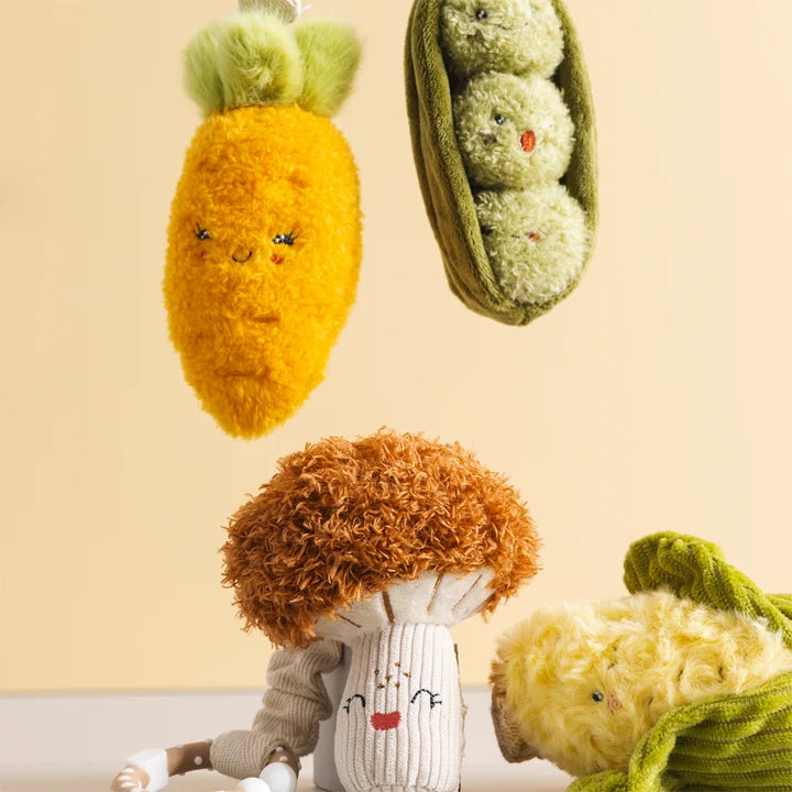 Living Textiles - 2 Pack Mini Market Brunch Stroller Toys | Carrot & Green Peas
