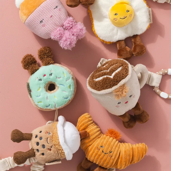 Living Textiles - 2 Pack Mini Market Brunch Stroller Toys | Boba Tea & Donut