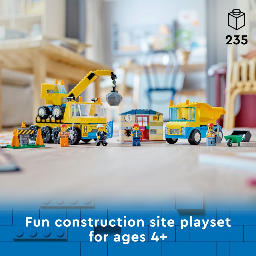 LEGO City Construction Trucks and Wrecking Ball Crane 60391