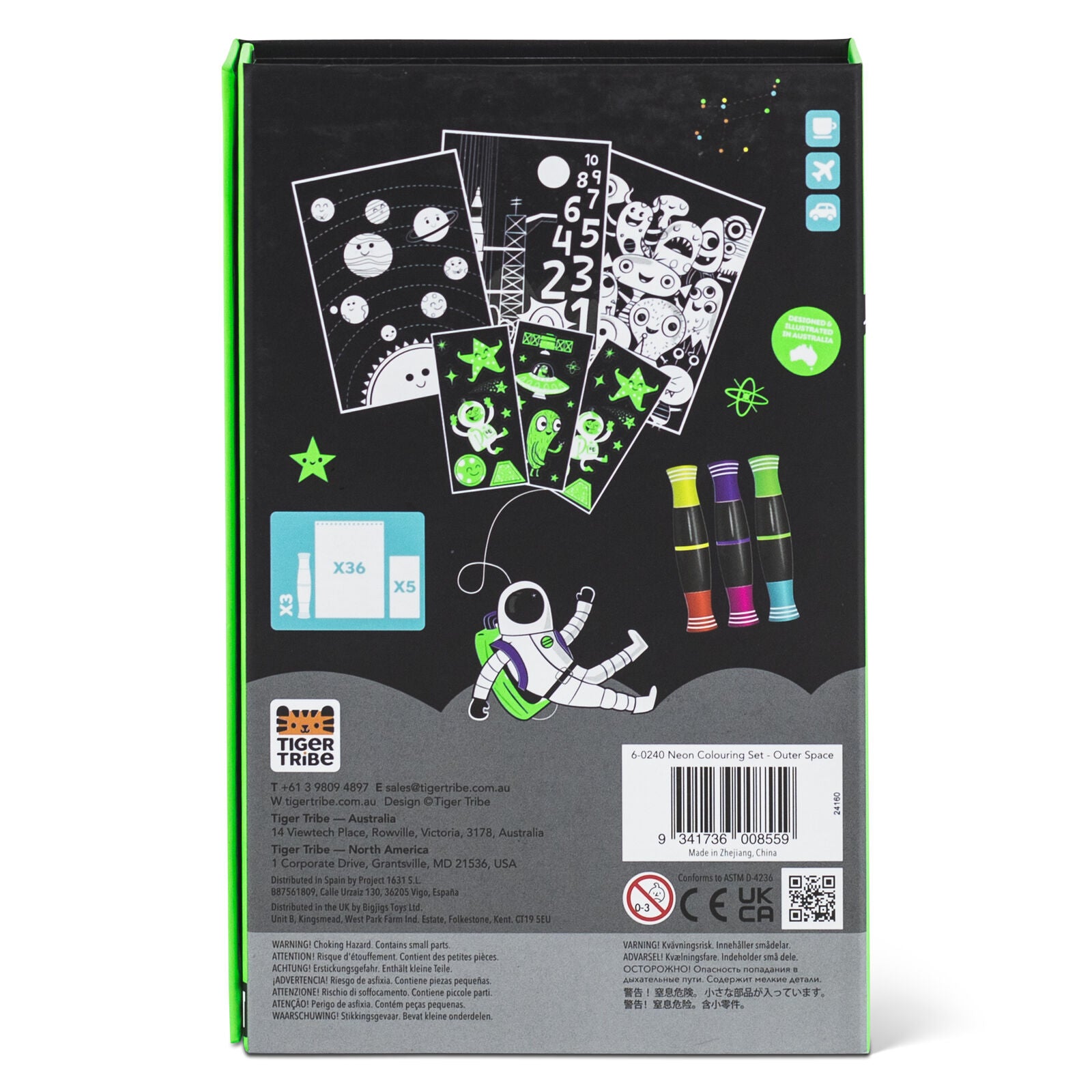 Tiger Tribe Neon Colouring Set - Outer Space