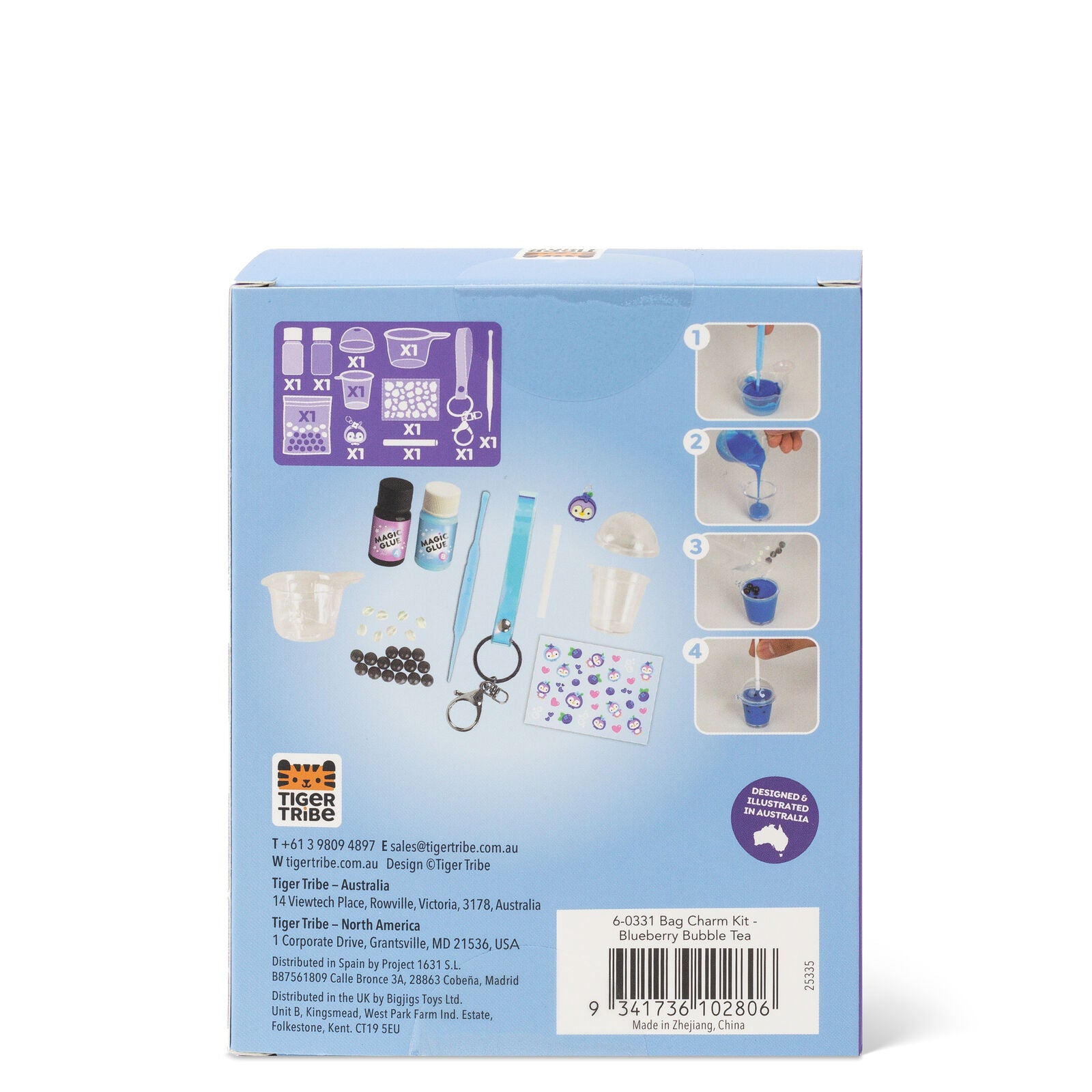 Tiger Tribe - Bag Charm Kit | Blueberry Bubble Tea
