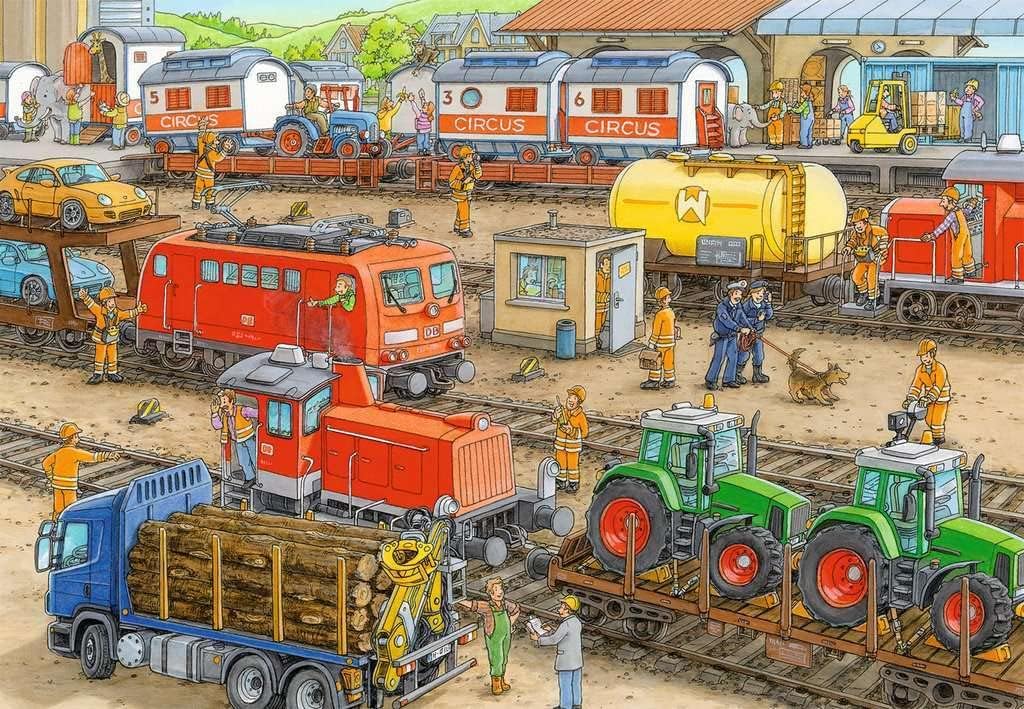 Ravensburger Busy Train Station Puzzle 2x24pc