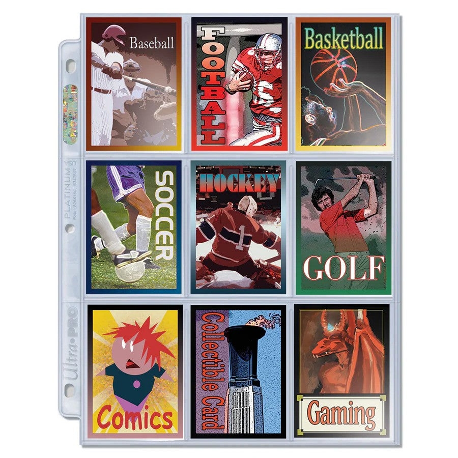 Ultra Pro Page - 9-Pocket Platinum Page for Standard Size Cards (10 Pack)