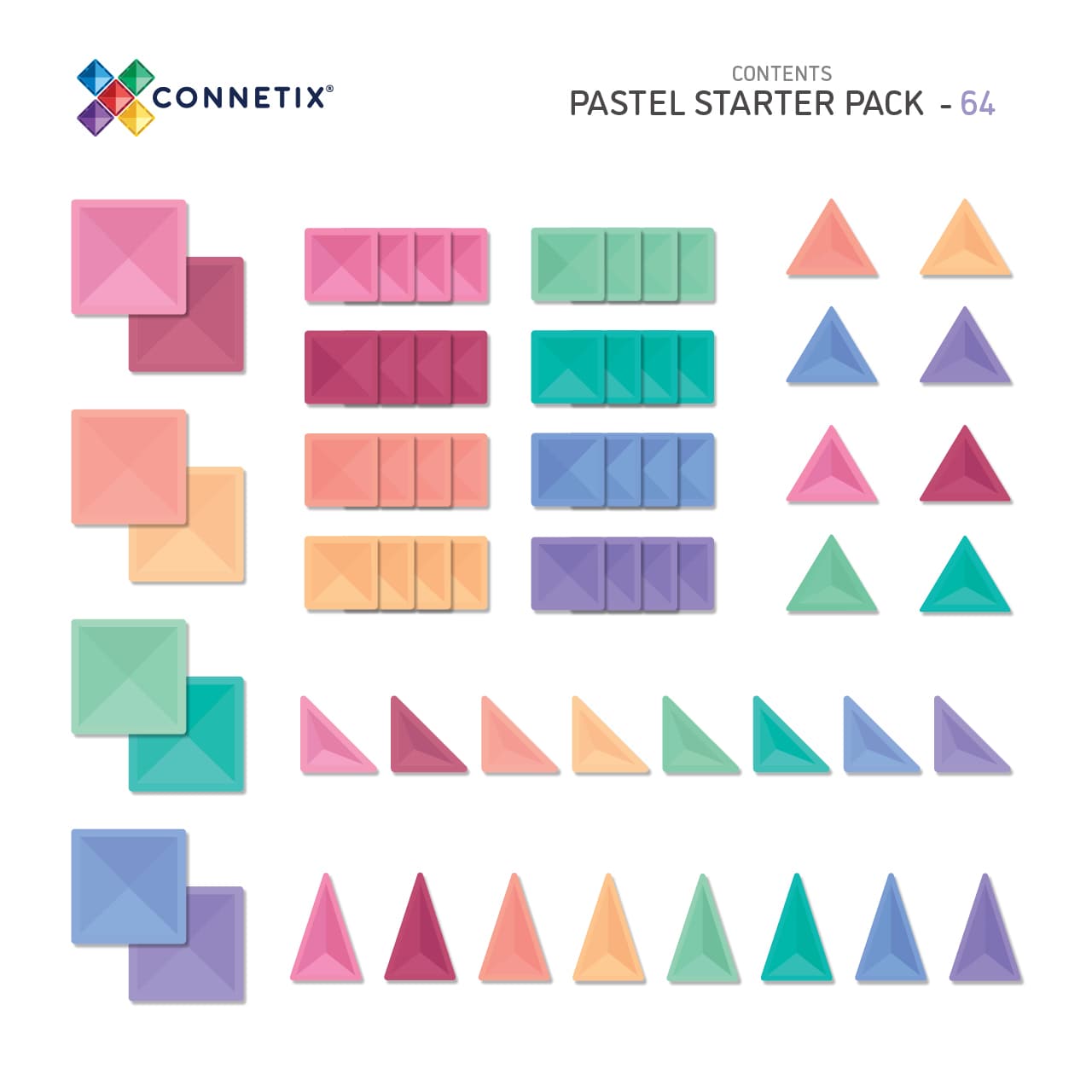 Connetix Tiles 64 Piece Pastel Start Pack