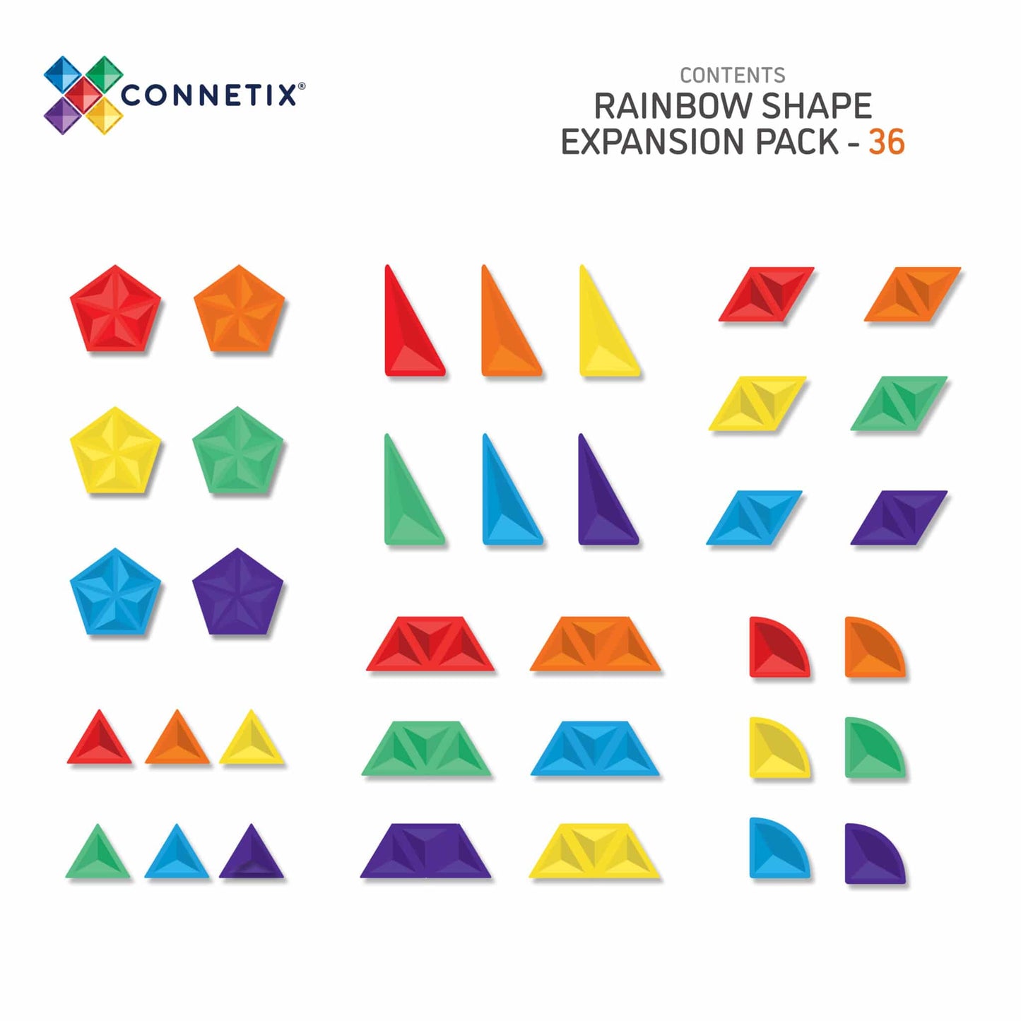 Connetix Tiles Rainbow Shape Expansion Pack 36 Piece