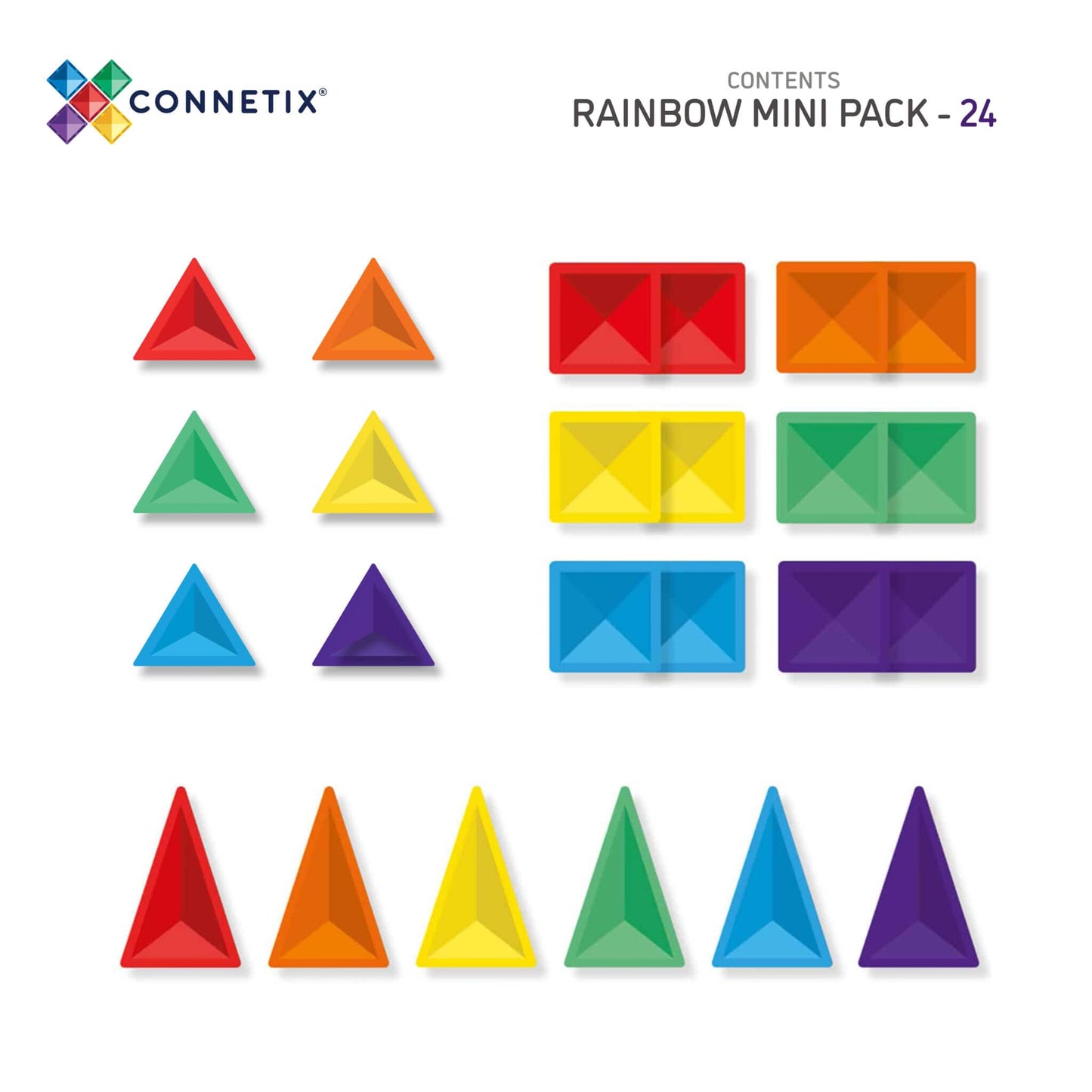 Connetix Tiles 24 Piece Rainbow Mini Pack