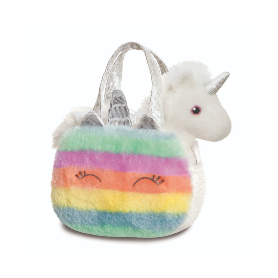 Fancy Pals - White Unicorn in Rainbow Bag
