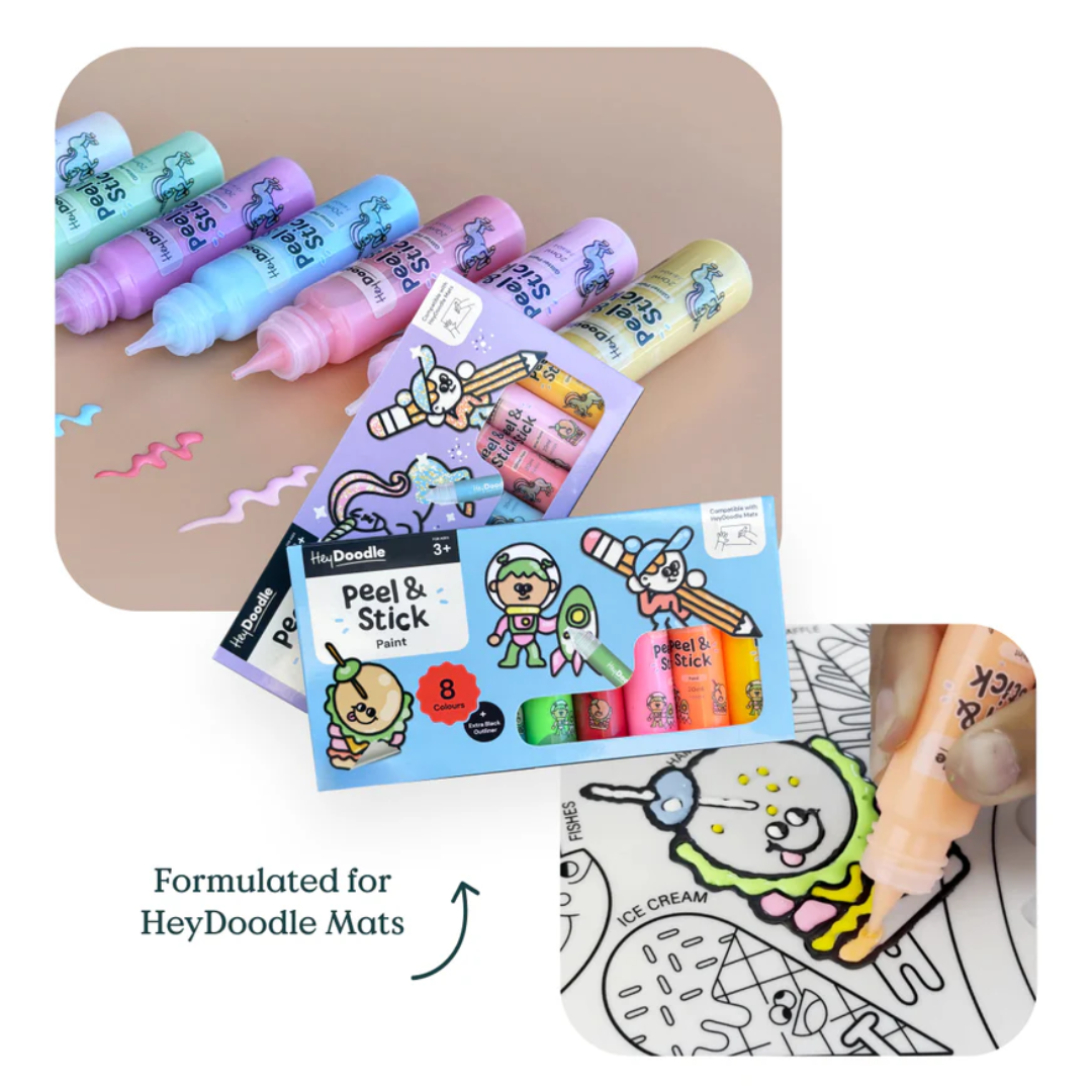 Hey Doodle Peel & Stick Glitter Paint - Easy Peel and Stickable Colours