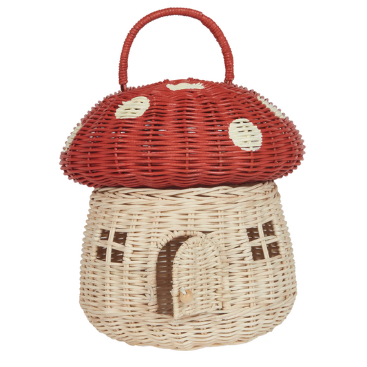 Olli Ella - Rattan Mushroom Basket - Red