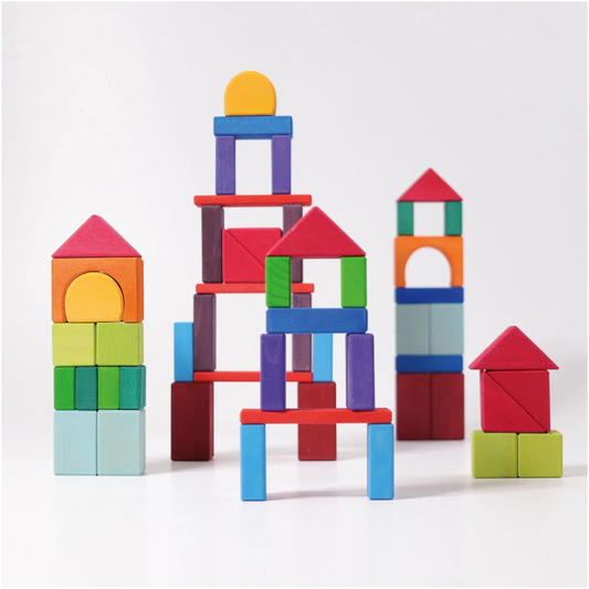 Grimm's Building Set - 60 Coloured Geometric Blocks