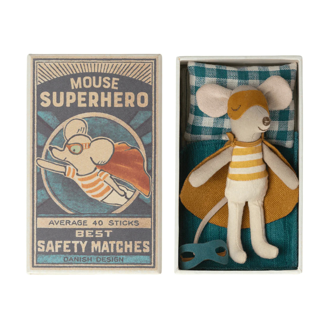 Maileg Super Hero Mouse in Matchbox