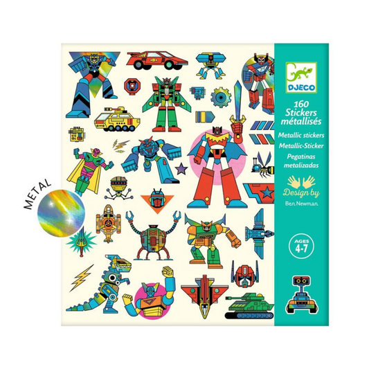 Djeco 160 Metallic Robot Stickers