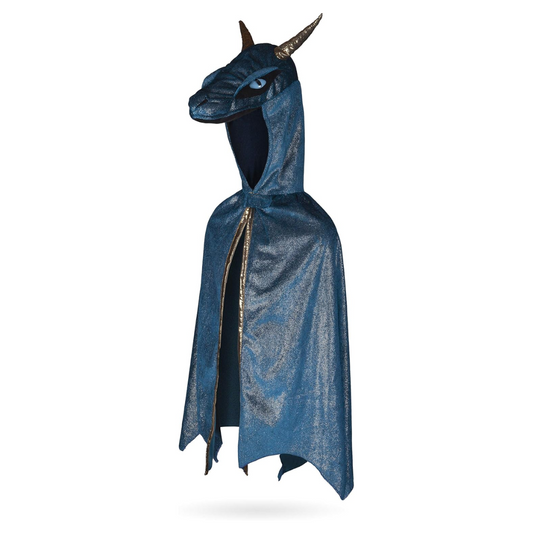 Great Pretenders - Teal and Gold Starry Night Dragon Hooded Cape