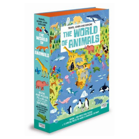 Sassi Travel, Learn and Explore - Puzzle and Book Set - World of Animals