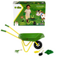 John Deere - Metal Wheelbarrow Set with Gloves, Shovel, Rake and Spade