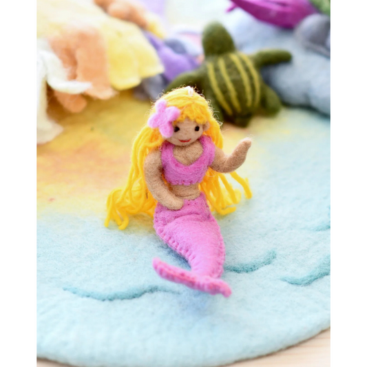 Tara Treasures - Felt Coral Mermaid Hanging - Pink Tail