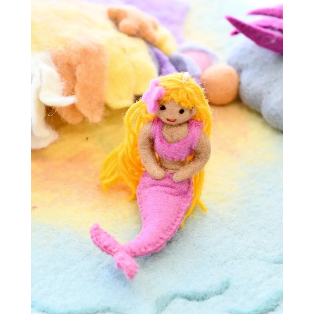 Tara Treasures - Felt Coral Mermaid Hanging - Pink Tail