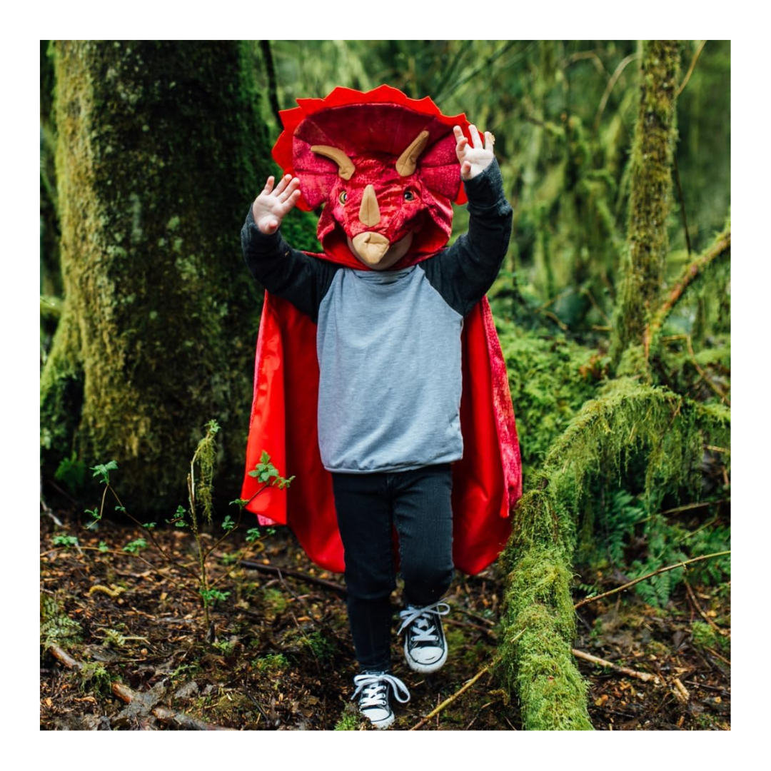Great Pretenders - Red Triceratops Hooded Cape