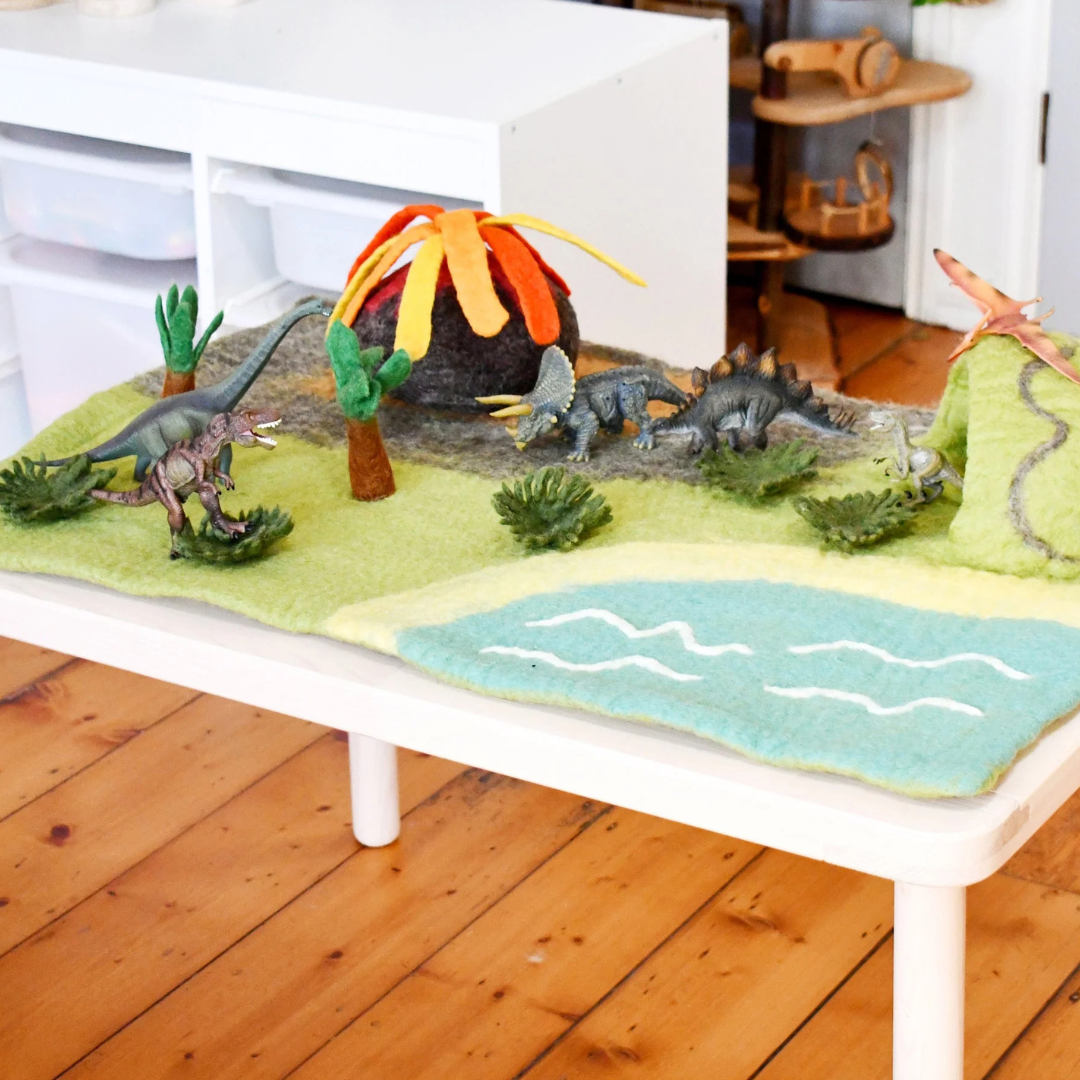 Tara Treasures - Large Dinosaur Land with Volcano Play Mat Playscape