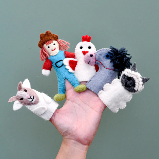 Tara Treasures - Old MacDonald Farm Animals Finger Puppet Set