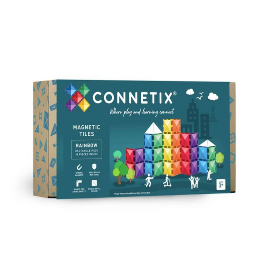Connetix Tiles 18 Piece Rainbow Rectangle Pack