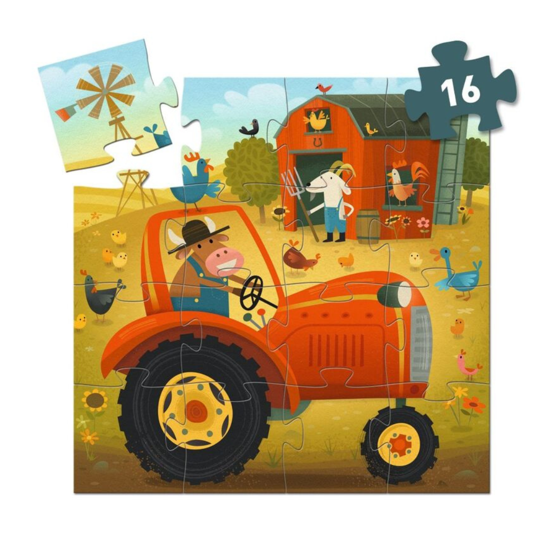 Djeco The Tractor 16pc Silhouette Puzzle