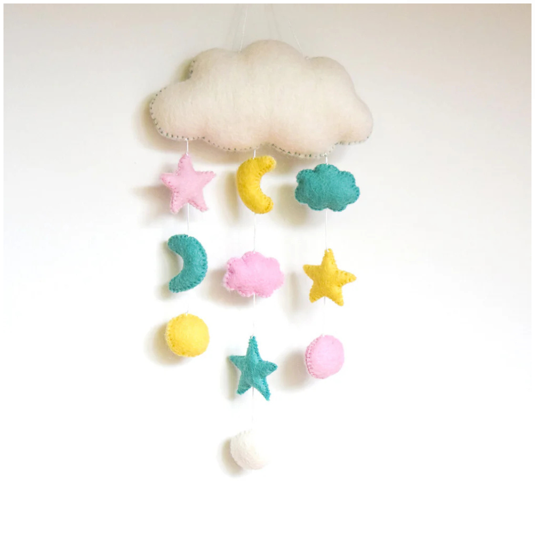 Tara Treasures - Nursery Cot Mobile | Cloud Sweet Dreams Pastel