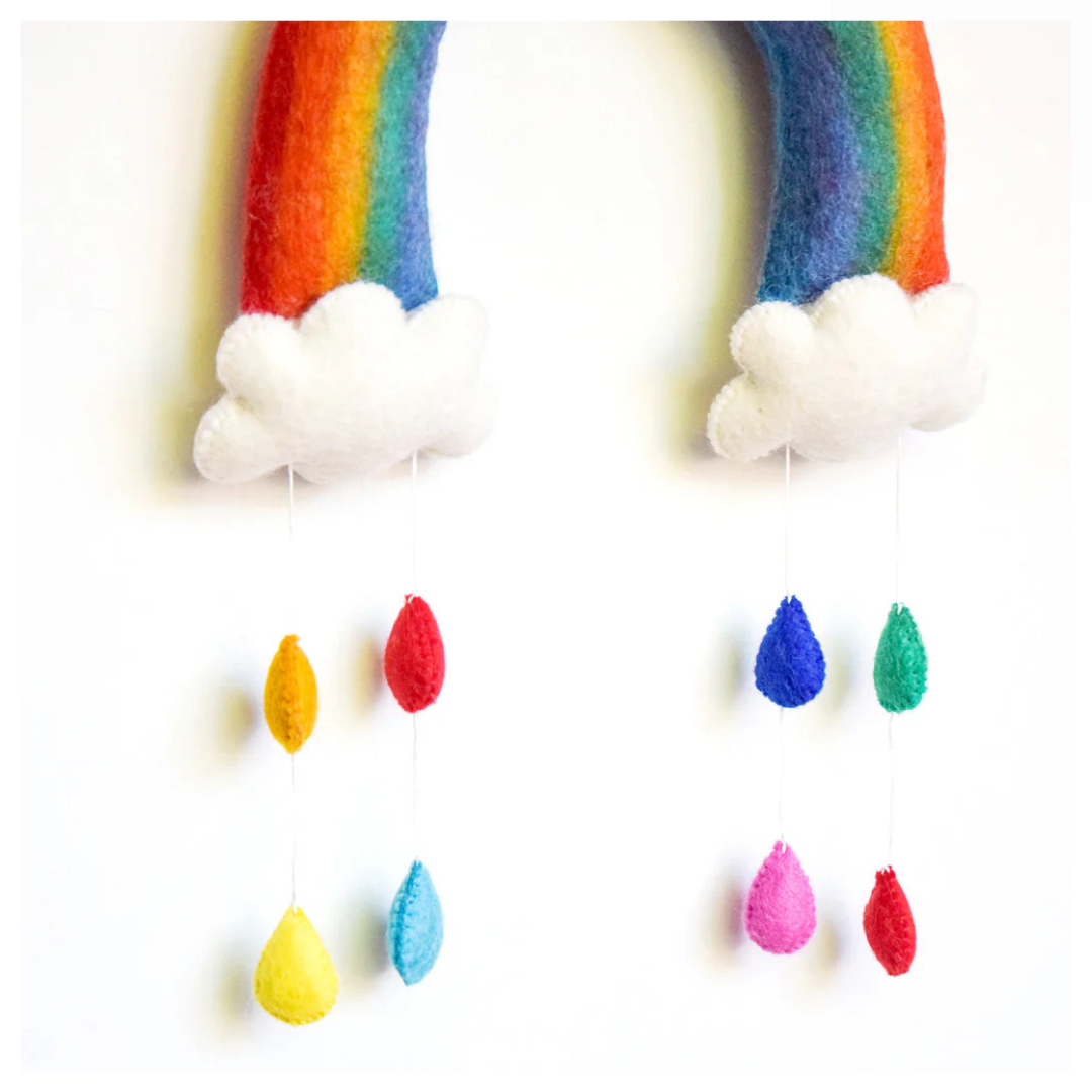 Tara Treasures - Nursery Cot Mobile | Rainbow with Raindrops
