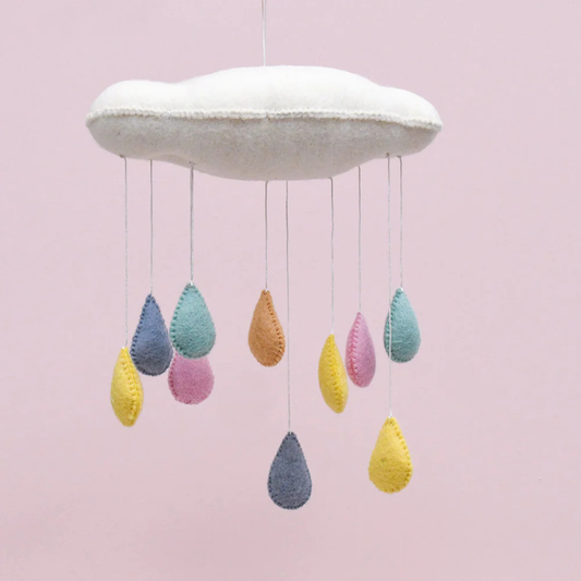 Tara Treasures - Nursery Cot Mobile | Cloud with 3D Pastel Raindrops